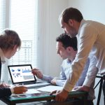 temwork, business team with laptop in the office, people working